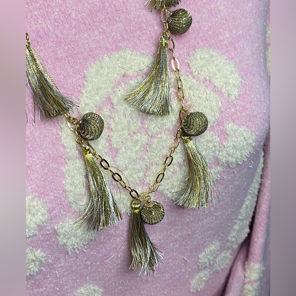 Rebecca Minkoff NWOT Silver And Gold Tassel Chain Goddess Necklace - Picture 10 of 16